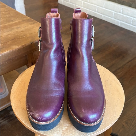 Marroqui Sanchez purple leather platform ankle boots size 40 9 - Picture 3 of 8